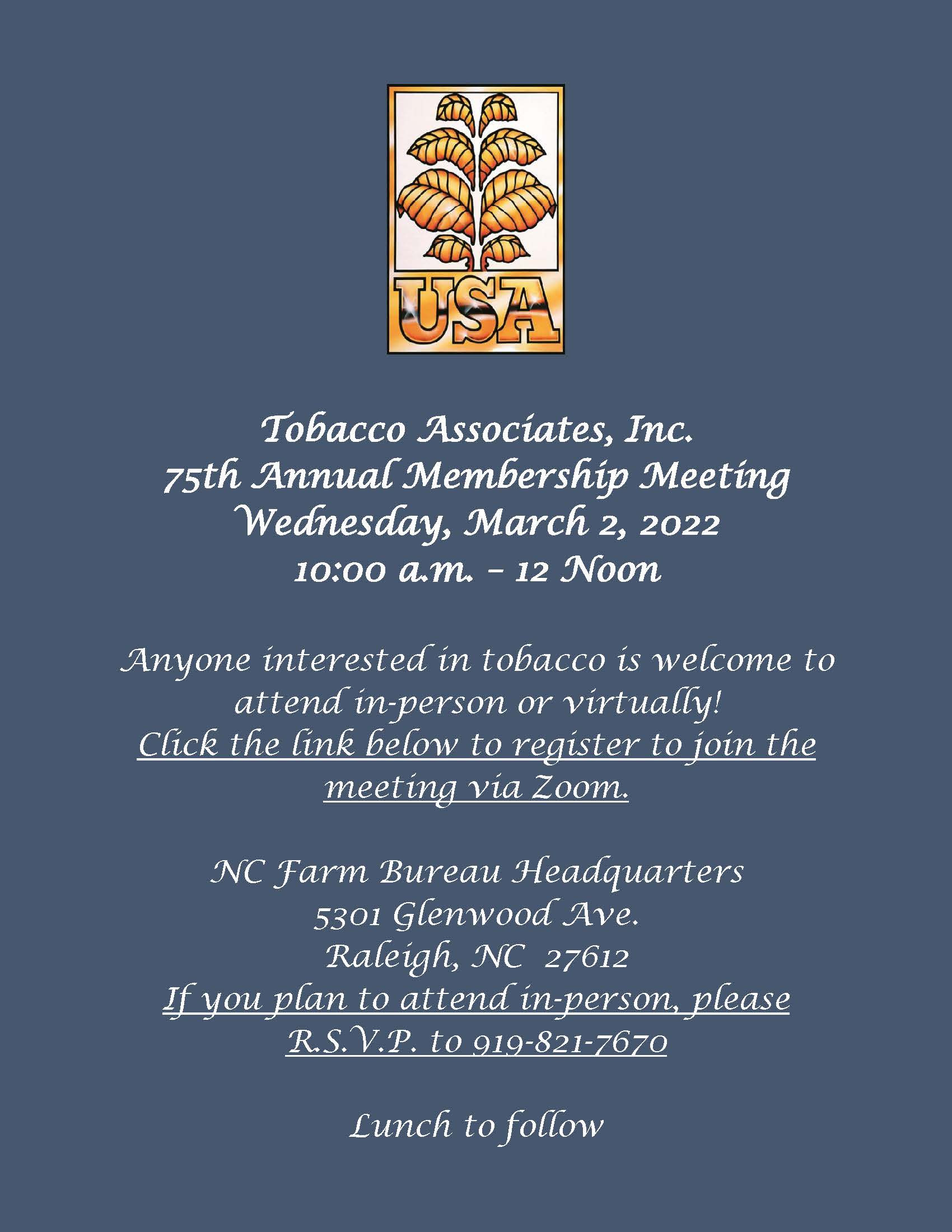Register for TA 75th Annual Meeting Zoom