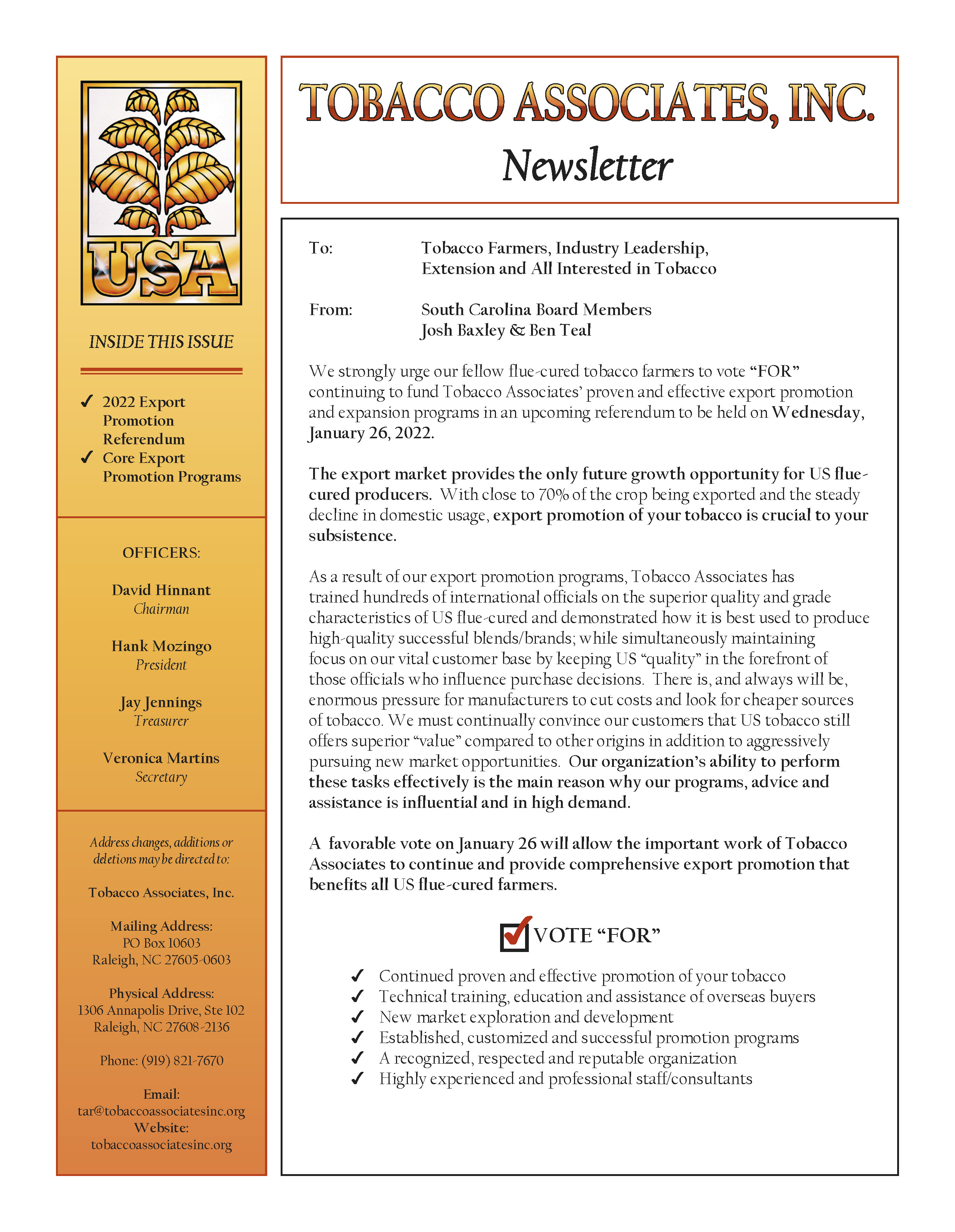 2022 Newsletter and Referendum Notices
