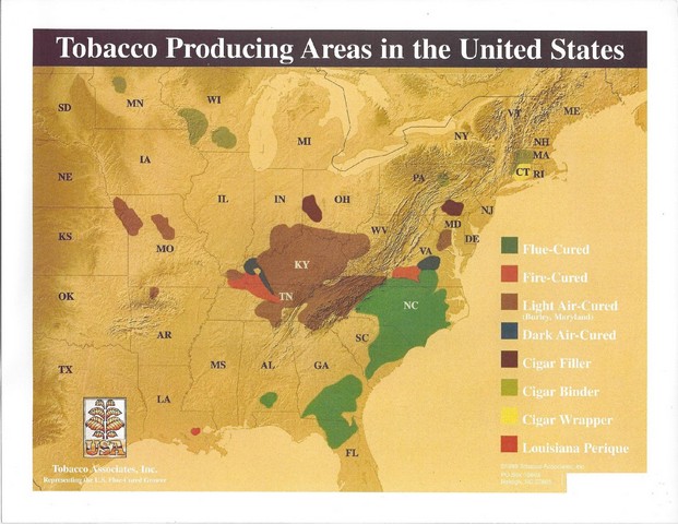 US Tobacco growing areas