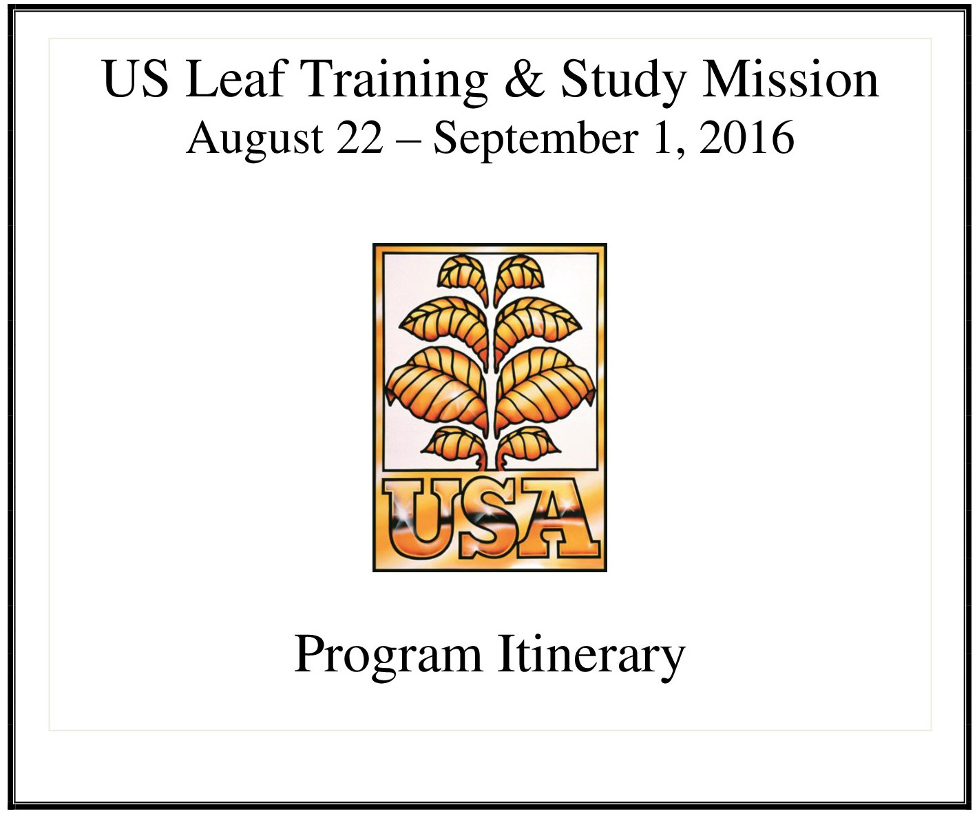 2016 USLT&SM Itenerary